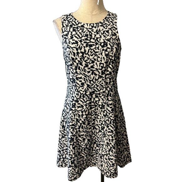 Theory A Line Dress 8 Blue White Cotton Sleeveless Lightweight A Line Summer - Picture 2 of 9